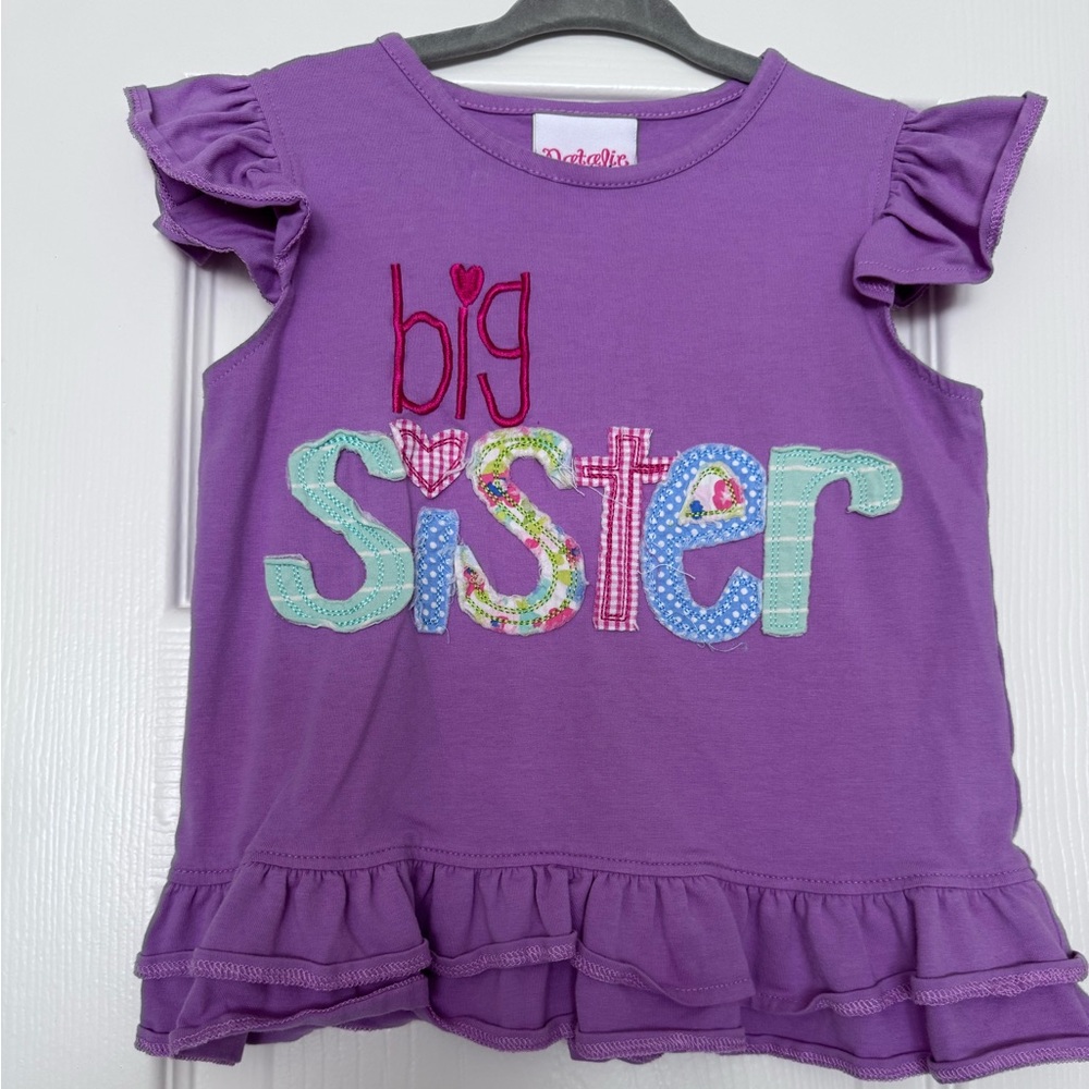 Big Sister Ruffle Hem Tee - Purple